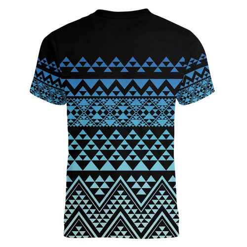Maori Niho Taniwha Te Wheiao Women V-Neck T-Shirt Moana Blue - Aussie Hoodie