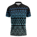 Maori Niho Taniwha Te Wheiao Zipper Polo Shirt Moana Blue - Aussie Hoodie