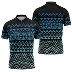 Maori Niho Taniwha Te Wheiao Zipper Polo Shirt Moana Blue - Aussie Hoodie