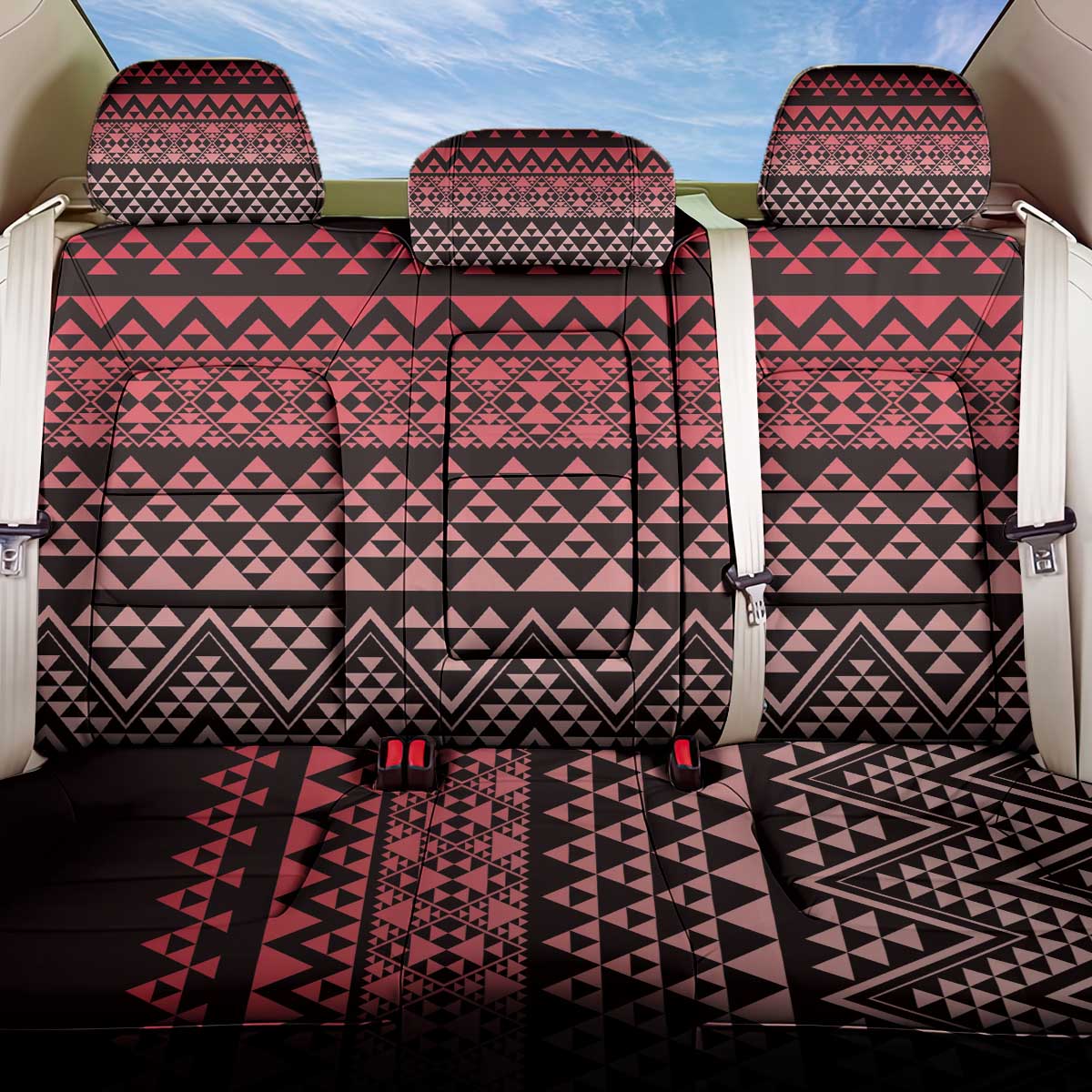 Maori Niho Taniwha Te Wheiao Back Car Seat Cover Terracotta - Aussie Hoodie