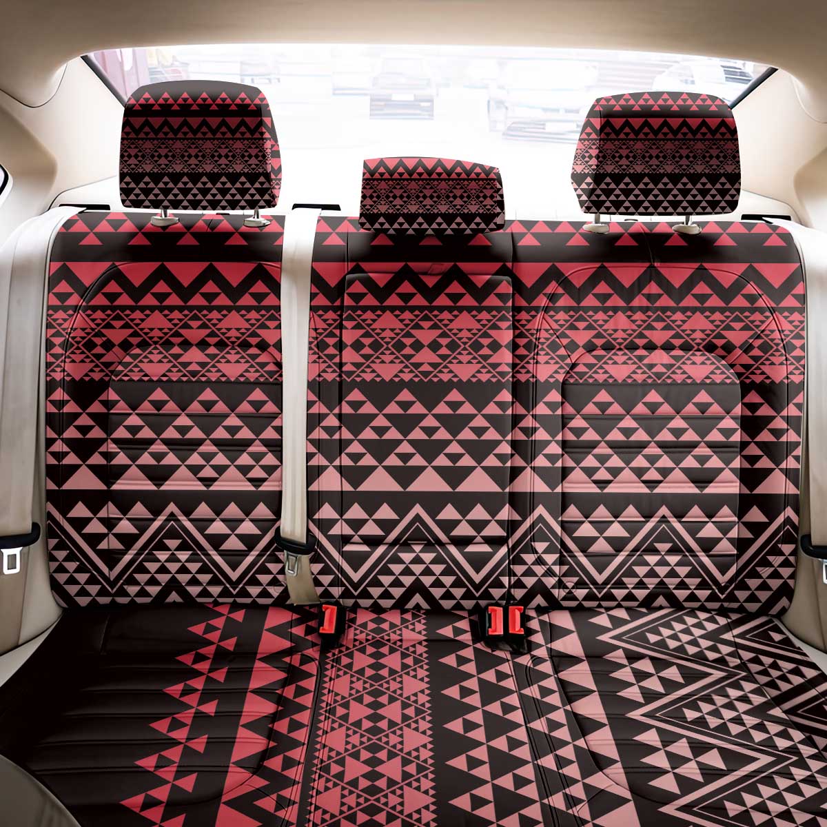 Maori Niho Taniwha Te Wheiao Back Car Seat Cover Terracotta - Aussie Hoodie