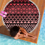 Maori Niho Taniwha Te Wheiao Beach Blanket Terracotta - Aussie Hoodie