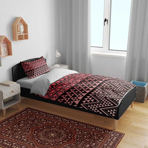 Maori Niho Taniwha Te Wheiao Bedding Set Terracotta - Aussie Hoodie
