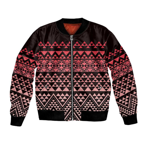 Maori Niho Taniwha Te Wheiao Bomber Jacket Terracotta - Aussie Hoodie