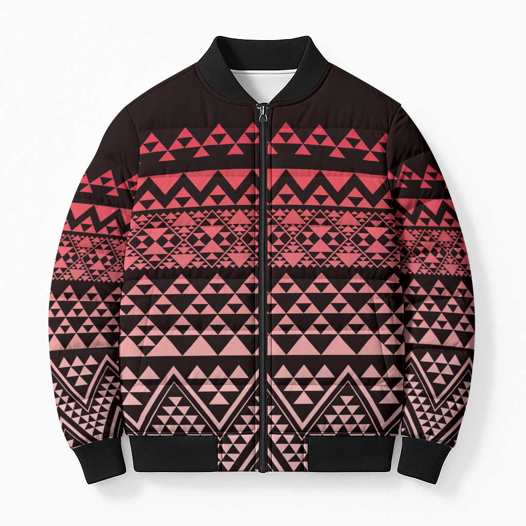 Maori Niho Taniwha Te Wheiao Bomber Puffer Jacket Terracotta - Aussie Hoodie