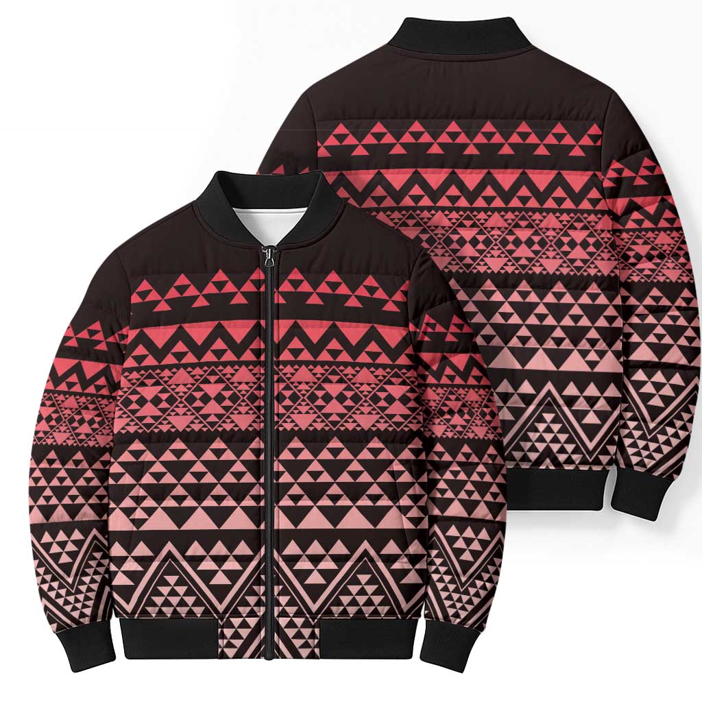 Maori Niho Taniwha Te Wheiao Bomber Puffer Jacket Terracotta - Aussie Hoodie