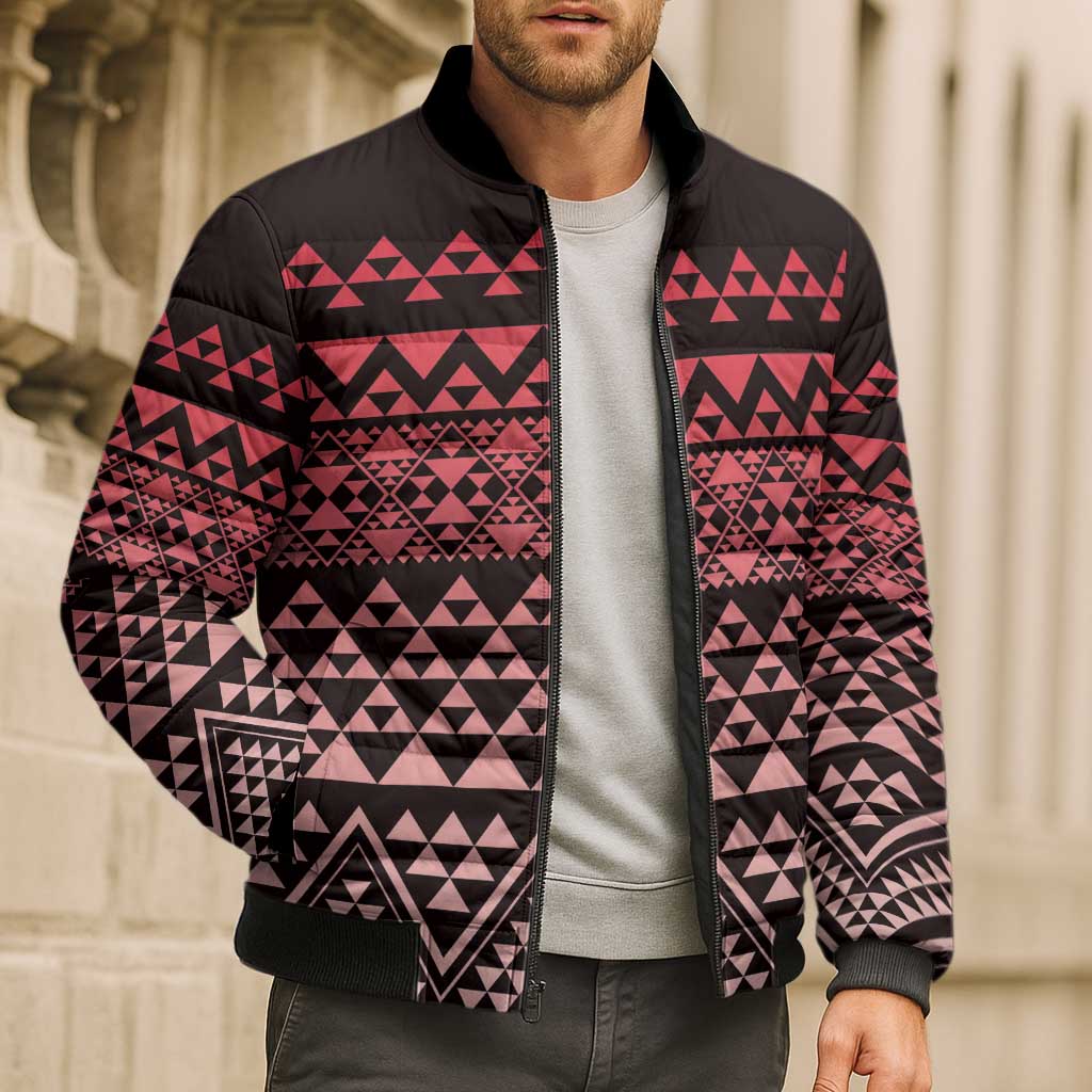 Maori Niho Taniwha Te Wheiao Bomber Puffer Jacket Terracotta - Aussie Hoodie