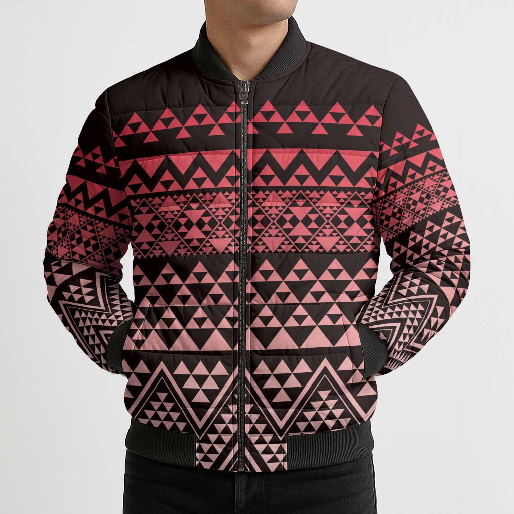 Maori Niho Taniwha Te Wheiao Bomber Puffer Jacket Terracotta - Aussie Hoodie