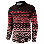 Maori Niho Taniwha Te Wheiao Button Sweatshirt Terracotta - Aussie Hoodie