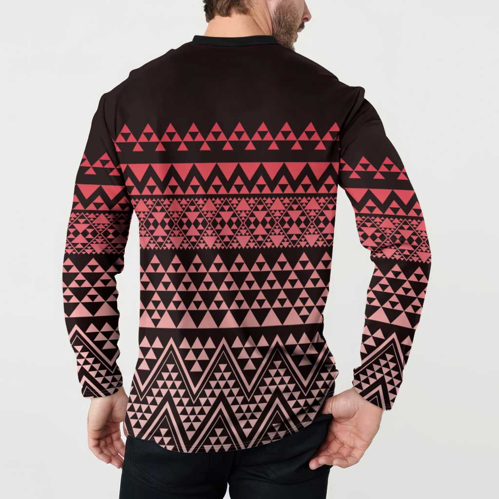Maori Niho Taniwha Te Wheiao Button Sweatshirt Terracotta - Aussie Hoodie