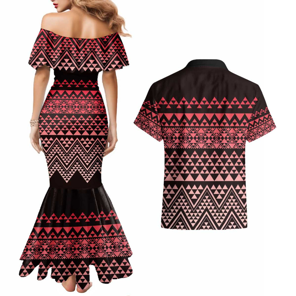 Maori Niho Taniwha Te Wheiao Couples Matching Mermaid Dress and Hawaiian Shirt Terracotta - Aussie Hoodie