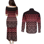 Maori Niho Taniwha Te Wheiao Couples Matching Puletasi and Long Sleeve Button Shirt Terracotta - Aussie Hoodie