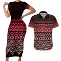 Maori Niho Taniwha Te Wheiao Couples Matching Short Sleeve Bodycon Dress and Hawaiian Shirt Terracotta - Aussie Hoodie