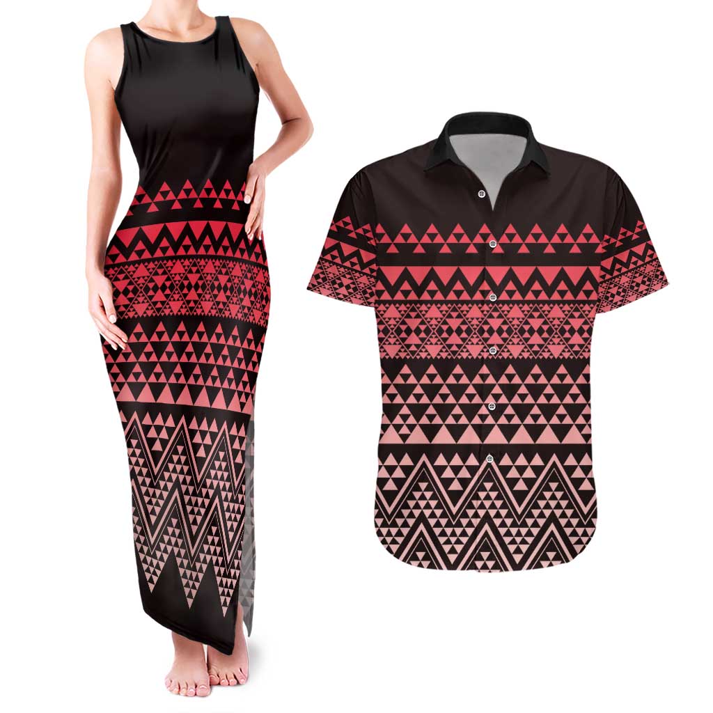 Maori Niho Taniwha Te Wheiao Couples Matching Tank Maxi Dress and Hawaiian Shirt Terracotta - Aussie Hoodie