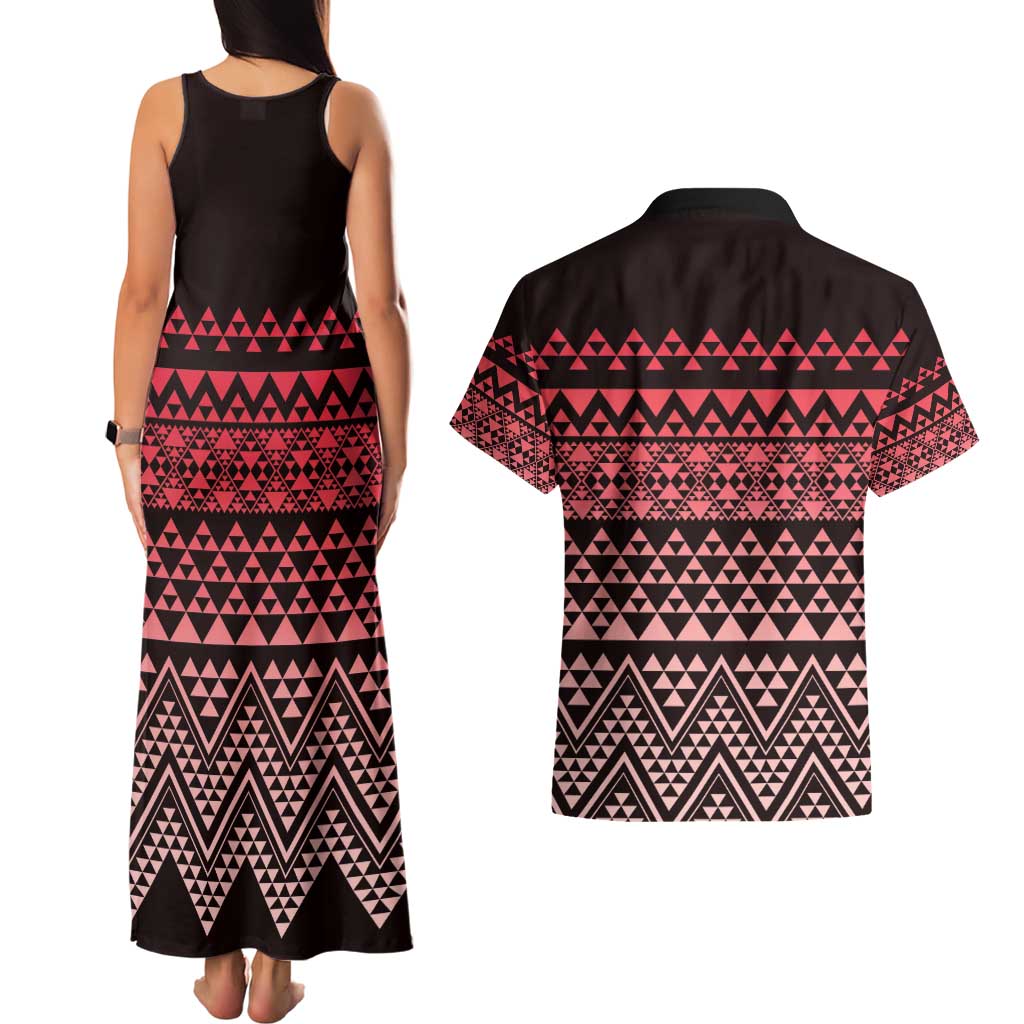 Maori Niho Taniwha Te Wheiao Couples Matching Tank Maxi Dress and Hawaiian Shirt Terracotta - Aussie Hoodie