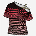 Maori Niho Taniwha Te Wheiao Cross Shoulder Shirt Terracotta - Aussie Hoodie