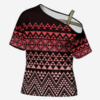 Maori Niho Taniwha Te Wheiao Cross Shoulder Shirt Terracotta - Aussie Hoodie