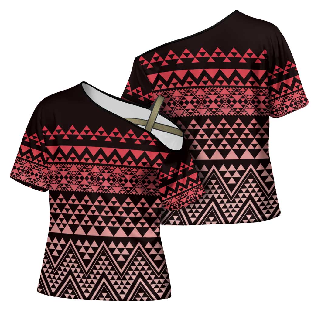 Maori Niho Taniwha Te Wheiao Cross Shoulder Shirt Terracotta - Aussie Hoodie