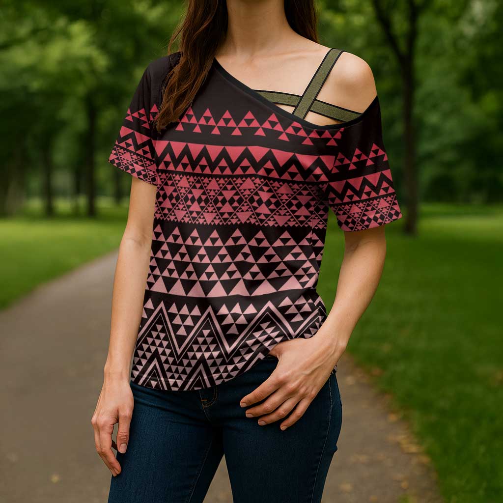 Maori Niho Taniwha Te Wheiao Cross Shoulder Shirt Terracotta - Aussie Hoodie