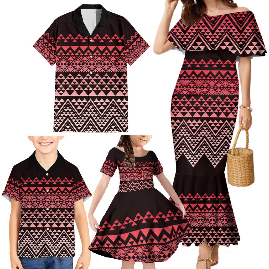Maori Niho Taniwha Te Wheiao Family Matching Mermaid Dress and Hawaiian Shirt Terracotta - Aussie Hoodie