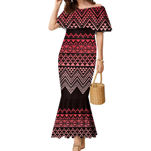 Maori Niho Taniwha Te Wheiao Family Matching Mermaid Dress and Hawaiian Shirt Terracotta - Aussie Hoodie