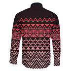 Maori Niho Taniwha Te Wheiao Family Matching Off The Shoulder Long Sleeve Dress and Hawaiian Shirt Terracotta - Aussie Hoodie