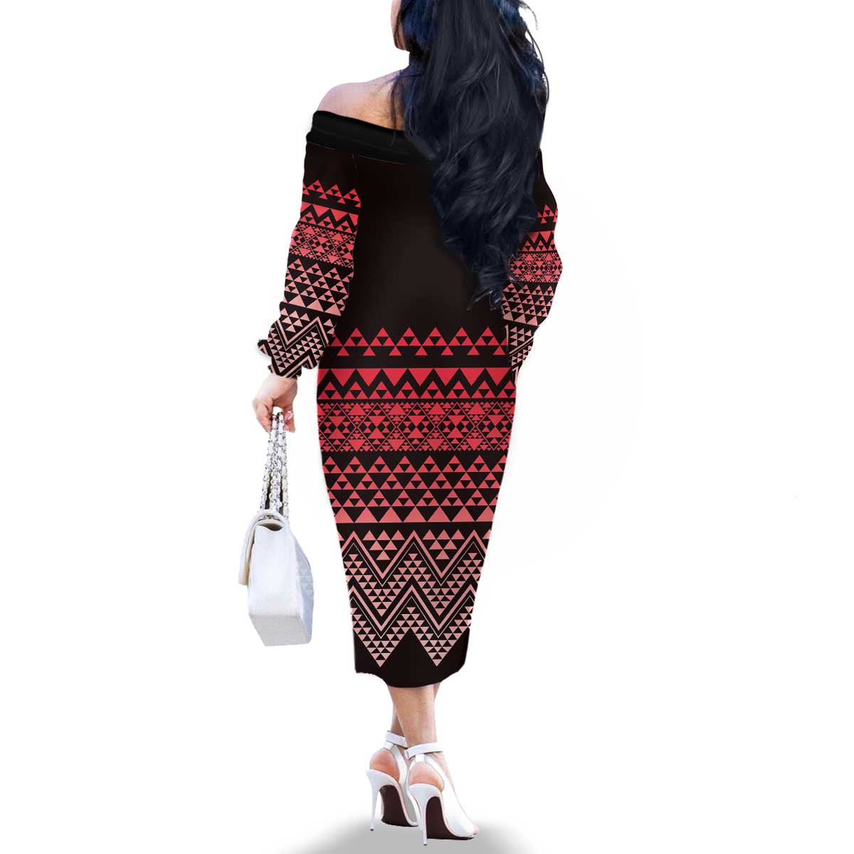 Maori Niho Taniwha Te Wheiao Family Matching Off The Shoulder Long Sleeve Dress and Hawaiian Shirt Terracotta - Aussie Hoodie