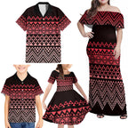 Maori Niho Taniwha Te Wheiao Family Matching Off Shoulder Maxi Dress and Hawaiian Shirt Terracotta - Aussie Hoodie