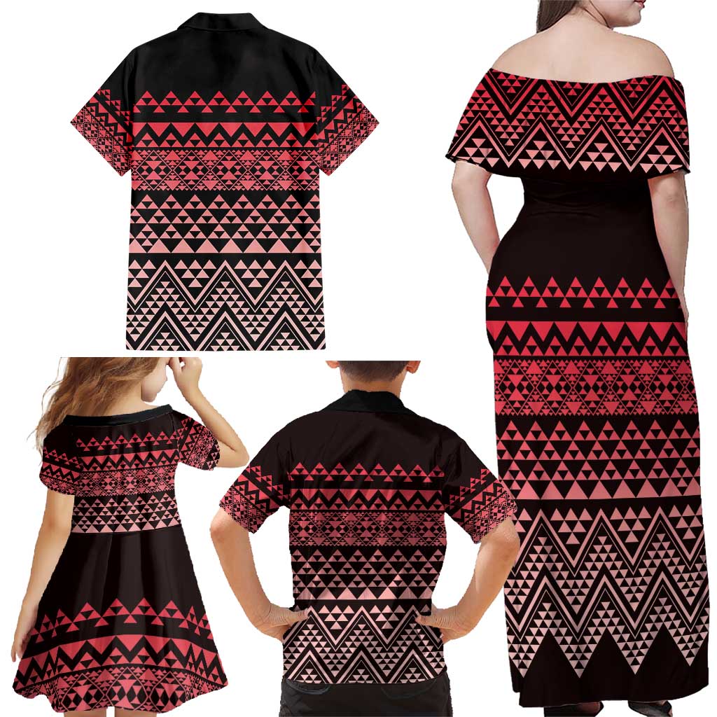 Maori Niho Taniwha Te Wheiao Family Matching Off Shoulder Maxi Dress and Hawaiian Shirt Terracotta - Aussie Hoodie