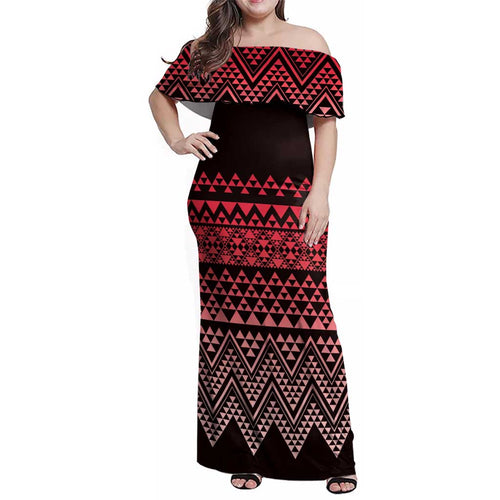 Maori Niho Taniwha Te Wheiao Family Matching Off Shoulder Maxi Dress and Hawaiian Shirt Terracotta - Aussie Hoodie