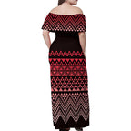 Maori Niho Taniwha Te Wheiao Family Matching Off Shoulder Maxi Dress and Hawaiian Shirt Terracotta - Aussie Hoodie