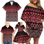Maori Niho Taniwha Te Wheiao Family Matching Off Shoulder Short Dress and Hawaiian Shirt Terracotta - Aussie Hoodie