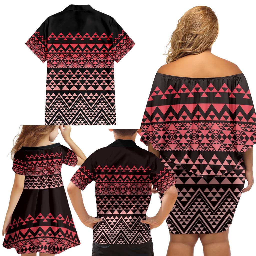Maori Niho Taniwha Te Wheiao Family Matching Off Shoulder Short Dress and Hawaiian Shirt Terracotta - Aussie Hoodie