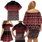 Maori Niho Taniwha Te Wheiao Family Matching Off Shoulder Short Dress and Hawaiian Shirt Terracotta - Aussie Hoodie