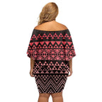 Maori Niho Taniwha Te Wheiao Family Matching Off Shoulder Short Dress and Hawaiian Shirt Terracotta - Aussie Hoodie