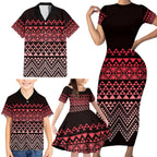 Maori Niho Taniwha Te Wheiao Family Matching Short Sleeve Bodycon Dress and Hawaiian Shirt Terracotta - Aussie Hoodie