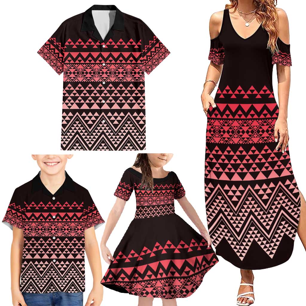Maori Niho Taniwha Te Wheiao Family Matching Summer Maxi Dress and Hawaiian Shirt Terracotta - Aussie Hoodie