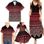 Maori Niho Taniwha Te Wheiao Family Matching Summer Maxi Dress and Hawaiian Shirt Terracotta - Aussie Hoodie