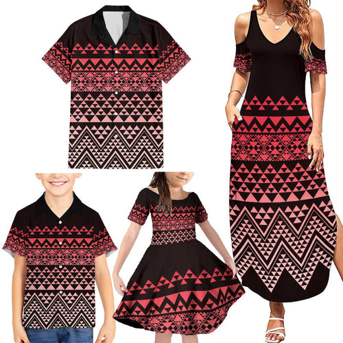 Maori Niho Taniwha Te Wheiao Family Matching Summer Maxi Dress and Hawaiian Shirt Terracotta - Aussie Hoodie