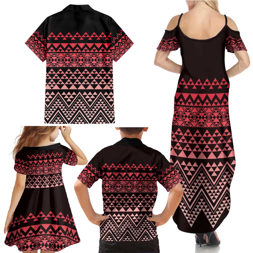 Maori Niho Taniwha Te Wheiao Family Matching Summer Maxi Dress and Hawaiian Shirt Terracotta - Aussie Hoodie