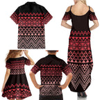 Maori Niho Taniwha Te Wheiao Family Matching Summer Maxi Dress and Hawaiian Shirt Terracotta - Aussie Hoodie