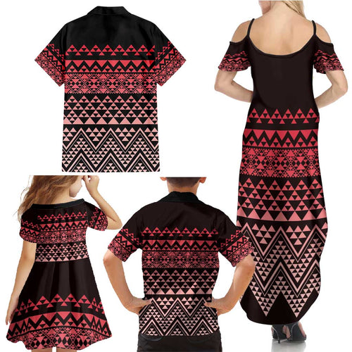 Maori Niho Taniwha Te Wheiao Family Matching Summer Maxi Dress and Hawaiian Shirt Terracotta - Aussie Hoodie