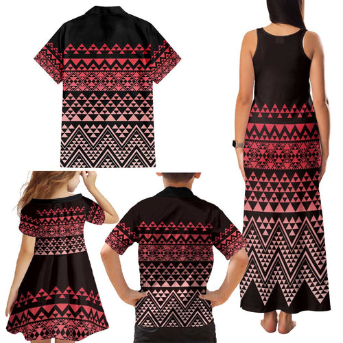 Maori Niho Taniwha Te Wheiao Family Matching Tank Maxi Dress and Hawaiian Shirt Terracotta - Aussie Hoodie