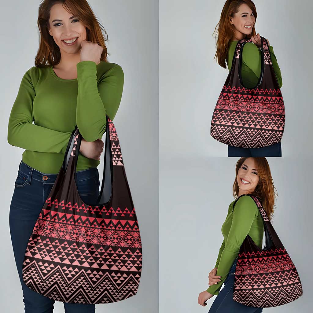Maori Niho Taniwha Te Wheiao Grocery Bag Terracotta - Aussie Hoodie