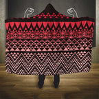 Maori Niho Taniwha Te Wheiao Hooded Blanket Terracotta - Aussie Hoodie