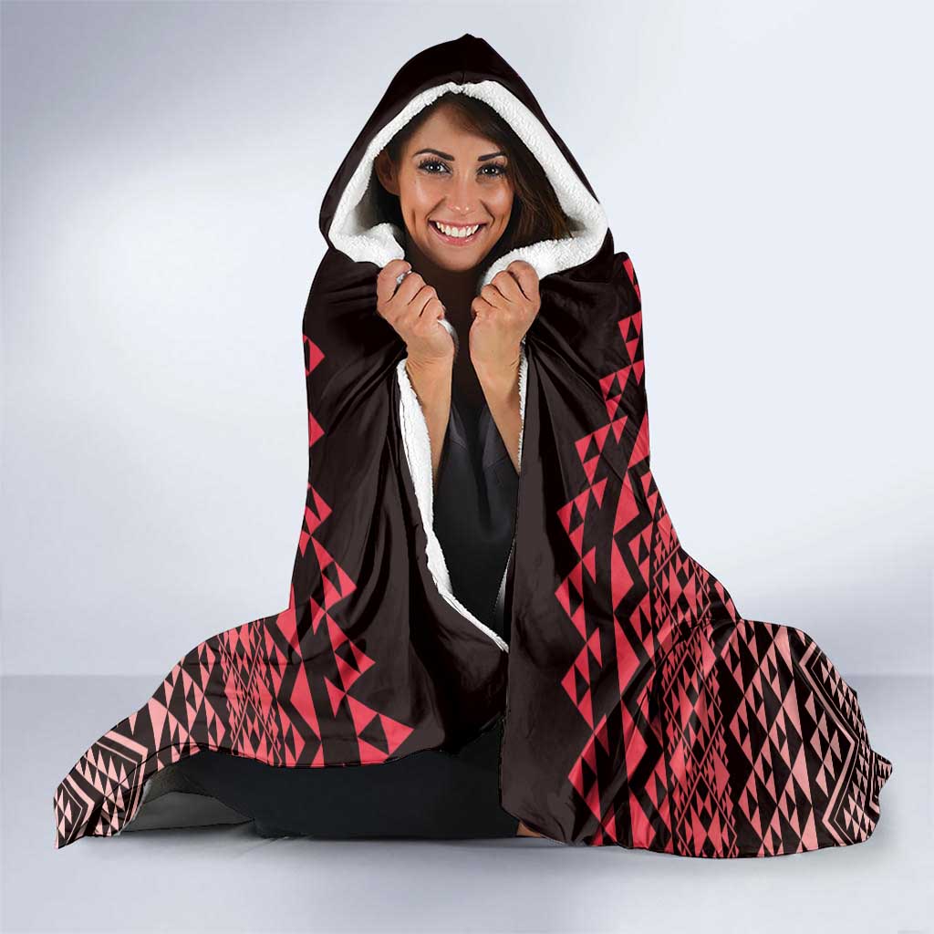 Maori Niho Taniwha Te Wheiao Hooded Blanket Terracotta - Aussie Hoodie