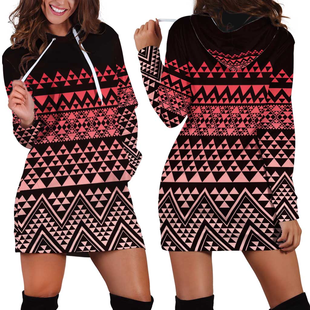 Maori Niho Taniwha Te Wheiao Hoodie Dress Terracotta - Aussie Hoodie