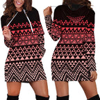 Maori Niho Taniwha Te Wheiao Hoodie Dress Terracotta - Aussie Hoodie