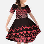 Maori Niho Taniwha Te Wheiao Kid Short Sleeve Dress Terracotta - Aussie Hoodie