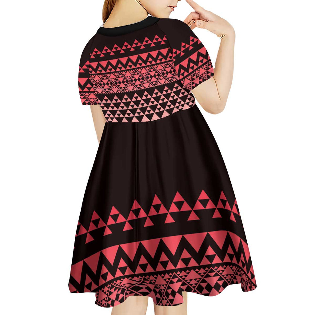 Maori Niho Taniwha Te Wheiao Kid Short Sleeve Dress Terracotta - Aussie Hoodie